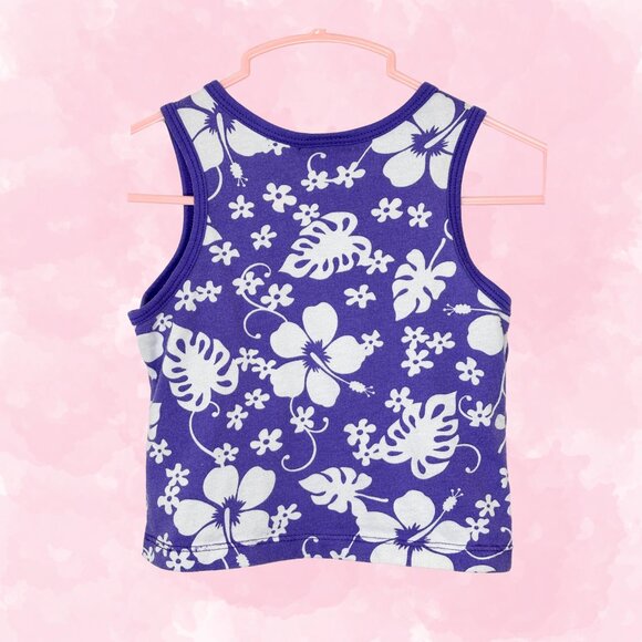 Simply Basic Purple & White Hawai'ian Floral Sleeveless Tee, Sz 4-5 - Picture 2 of 3